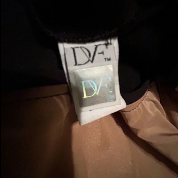 Diane von Furstenburg Black and Tan Leather Sleeveless Dress - Picture 7 of 13